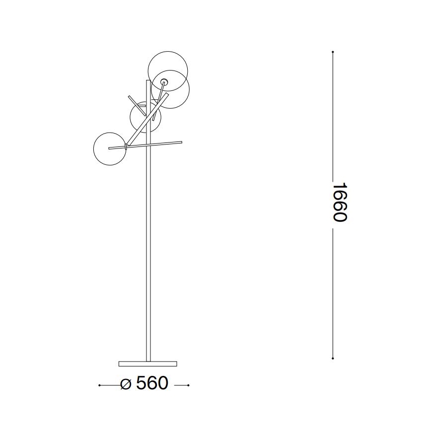 Ideal Lux - Candeeiro de chão LED EQUINOXE 4xG4/2W/230V latão/transparente