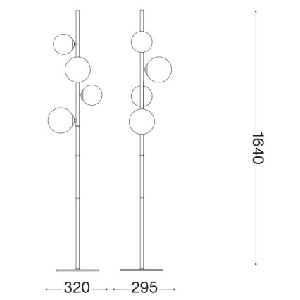 Ideal Lux - Candeeiro de chão LED PERLAGE 4xG9/3W/230V dourado/fumado