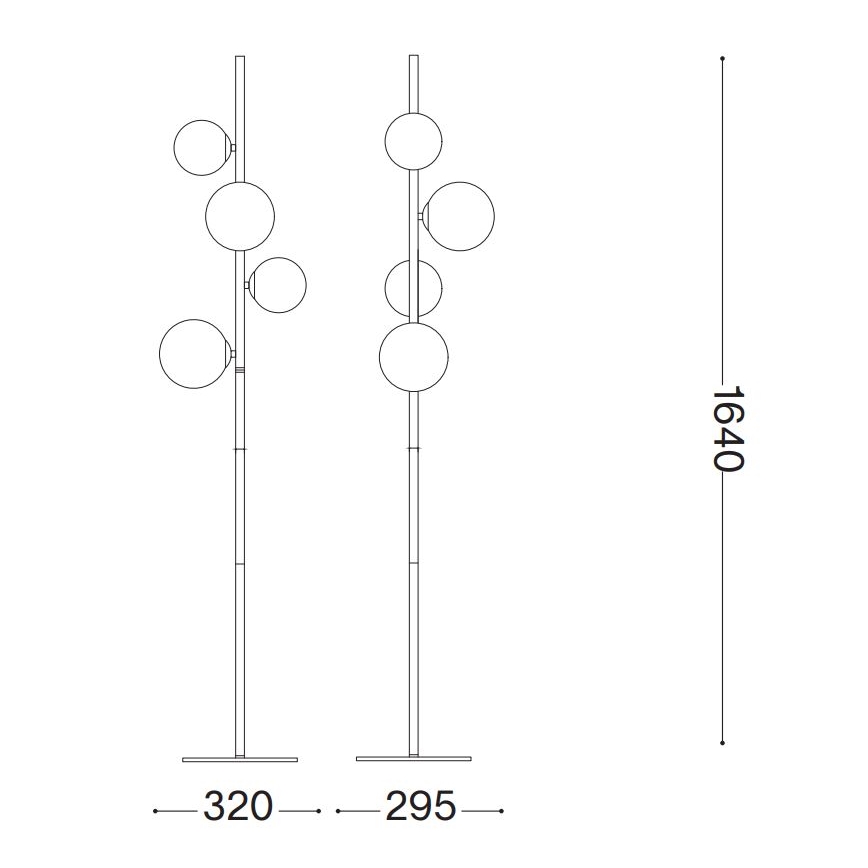 Ideal Lux - Candeeiro de chão LED PERLAGE 4xG9/3W/230V dourado/fumado