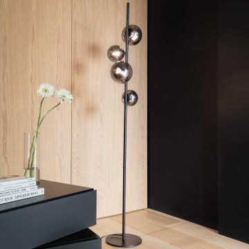 Ideal Lux - Candeeiro de chão LED PERLAGE 4xG9/3W/230V preto/fumado