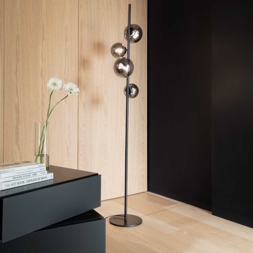 Ideal Lux - Candeeiro de chão LED PERLAGE 4xG9/3W/230V preto/fumado
