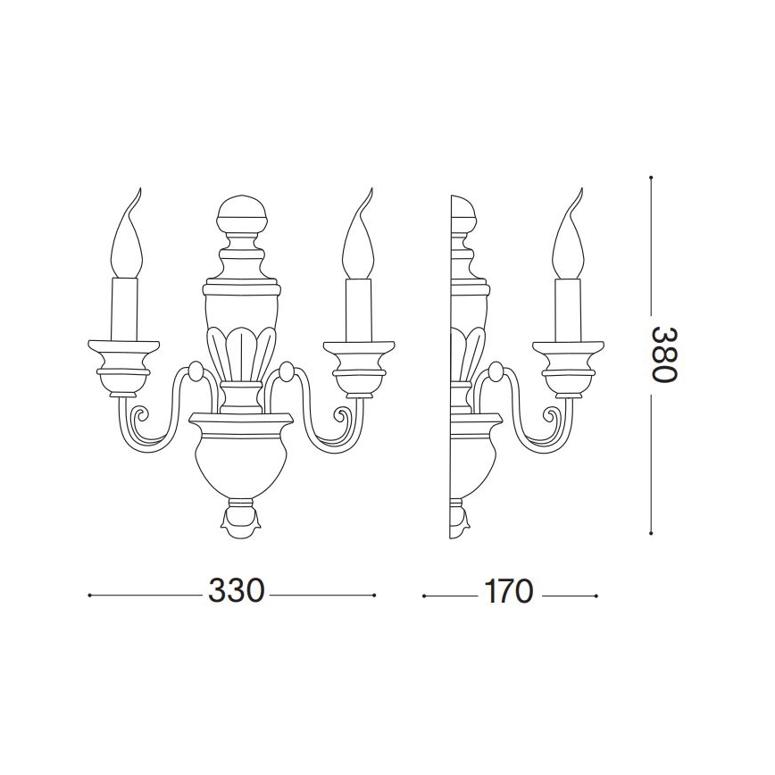 Ideal Lux - Candeeiro de parede FIRENZE 2xE14/40W/230V branco/dourado