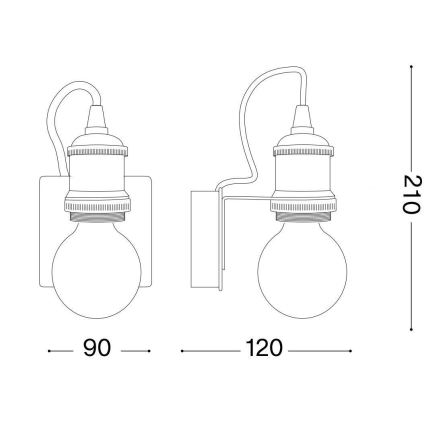 Ideal Lux - Candeeiro de parede FRIDA 1xE27/60W/230V cobre