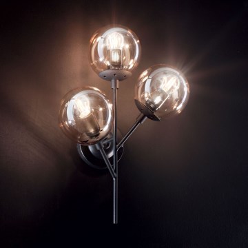 Ideal Lux - Candeeiro de parede KEPLER 3xE27/42W/230V preto/fumado