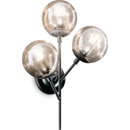 Ideal Lux - Candeeiro de parede KEPLER 3xE27/42W/230V preto/fumado