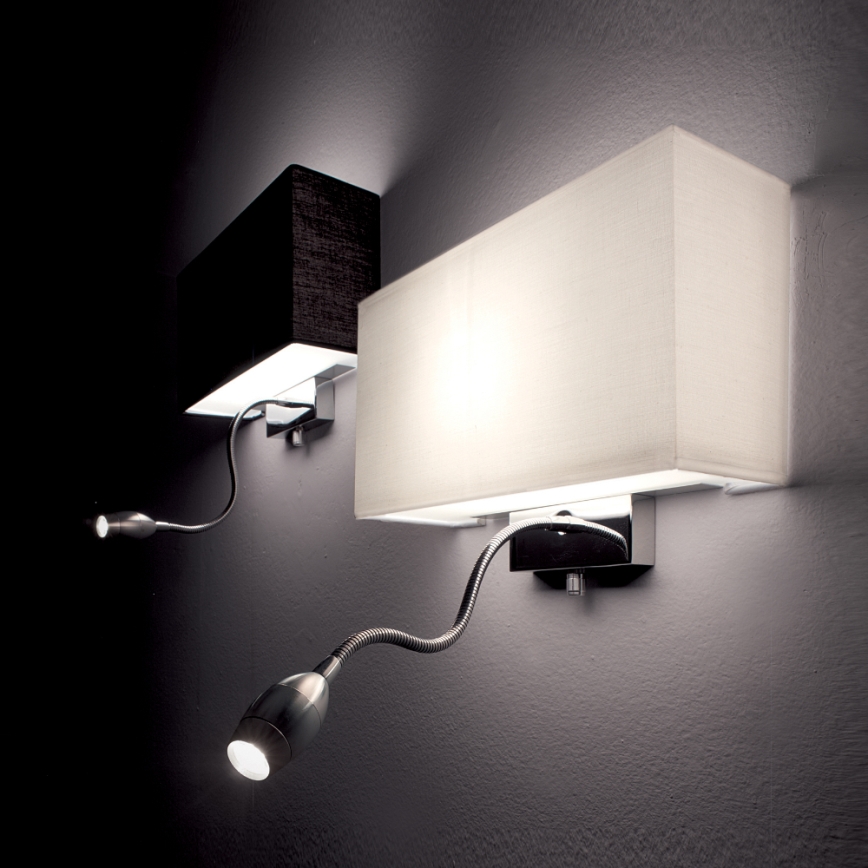 Ideal Lux - Candeeiro de parede LED flexível HOTEL 1xE27/60W + LED/1,5W/230V