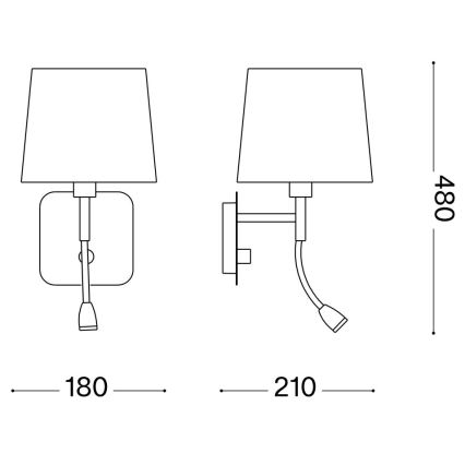 Ideal Lux - Candeeiro de parede LED flexível NORDIK 1xE14/40W + LED/1,5W/230V