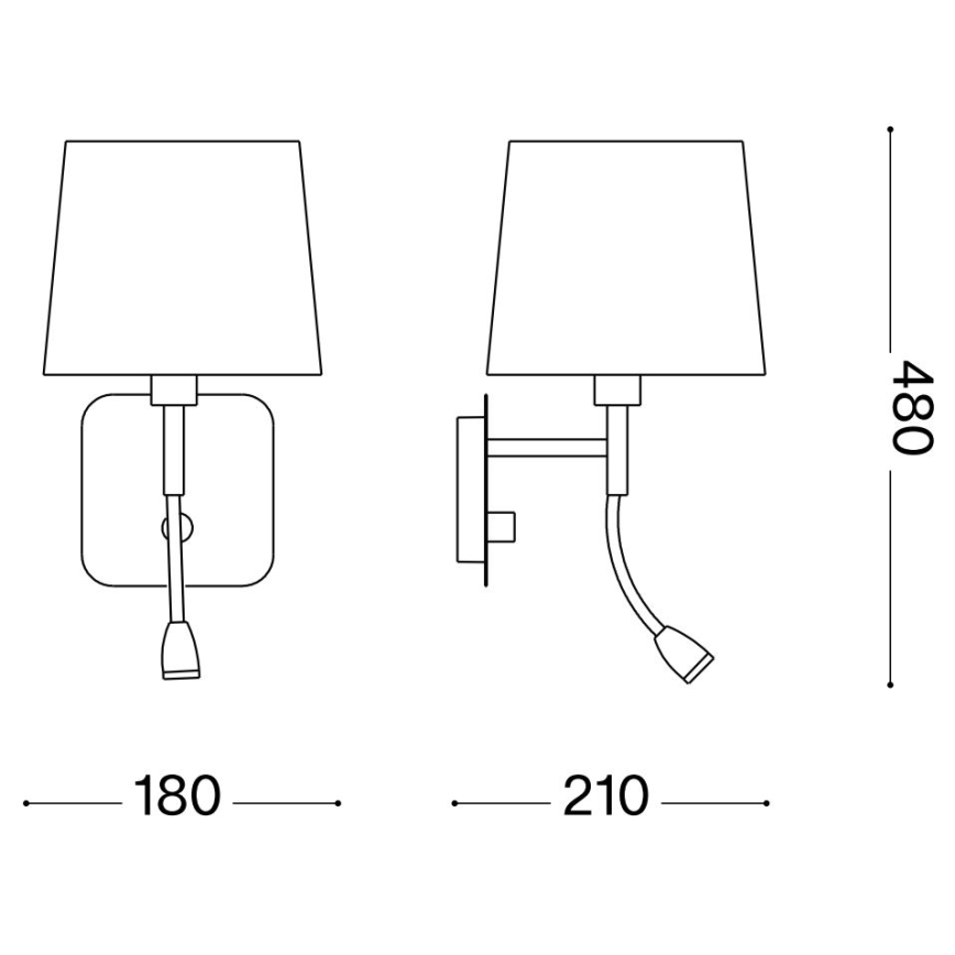 Ideal Lux - Candeeiro de parede LED flexível NORDIK 1xE14/40W + LED/1,5W/230V