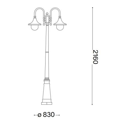 Ideal Lux - Candeeiro exterior CIMA 2xE27/52W/230V 216 cm IP43 castanho