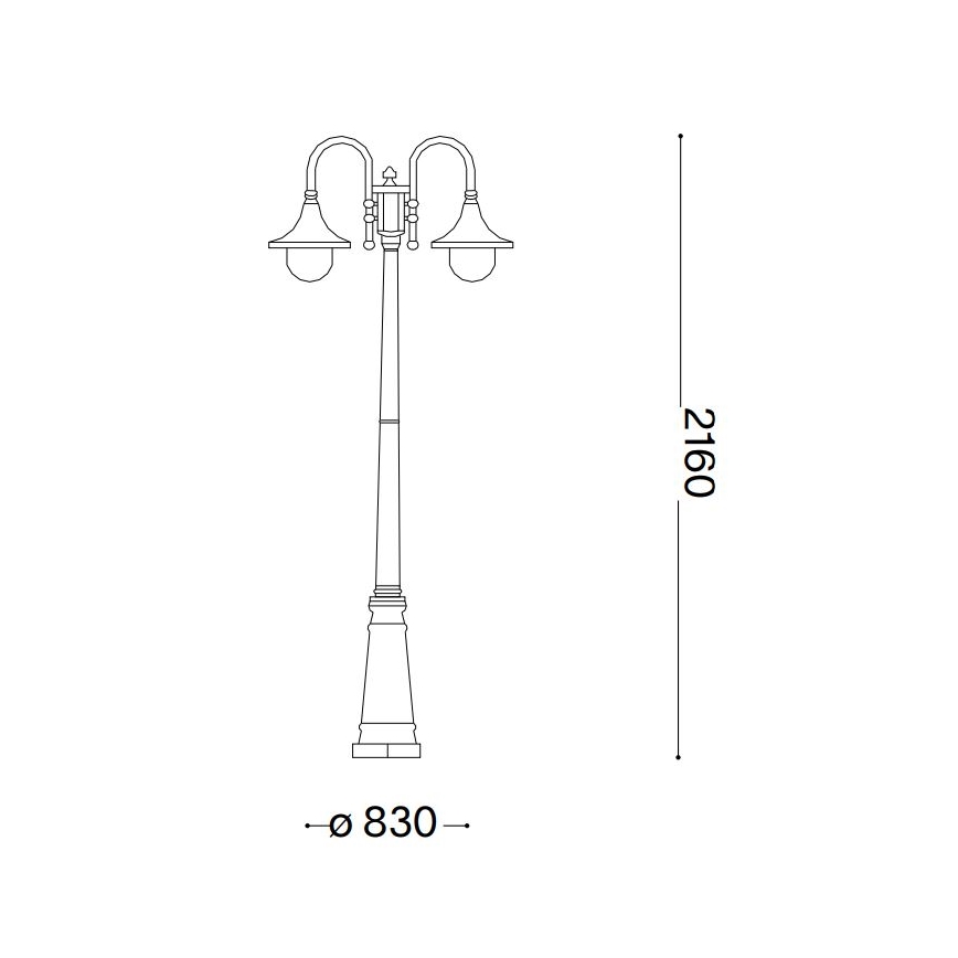 Ideal Lux - Candeeiro exterior CIMA 2xE27/52W/230V 216 cm IP43 castanho