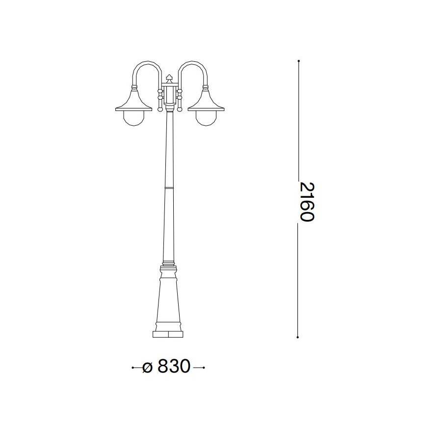 Ideal Lux - Candeeiro exterior CIMA 2xE27/52W/230V 216 cm IP43 pátina