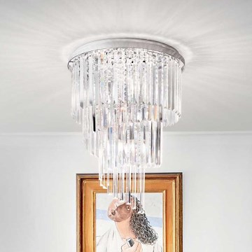 Ideal Lux - Candeeiro integrado de cristal CARLTON 12xE14/40W/230V diâmetro 50 cm cromado brilhante