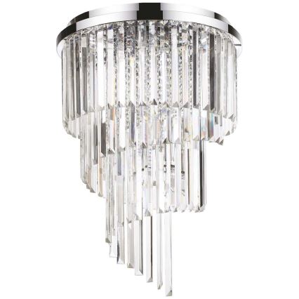 Ideal Lux - Candeeiro integrado de cristal CARLTON 12xE14/40W/230V diâmetro 50 cm cromado brilhante