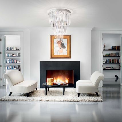 Ideal Lux - Candeeiro integrado de cristal CARLTON 12xE14/40W/230V diâmetro 50 cm cromado brilhante