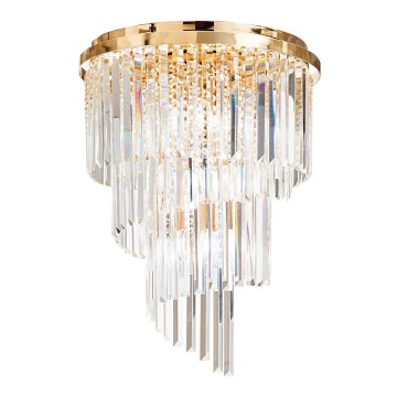 Ideal Lux - Candeeiro integrado de cristal CARLTON 12xE14/40W/230V diâmetro 50 cm dourado