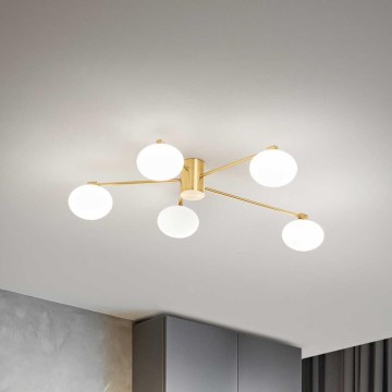 Ideal Lux - Candeeiro  integrado LED HERMES 5xG9/3W/230V diâmetro 90 cm dourado