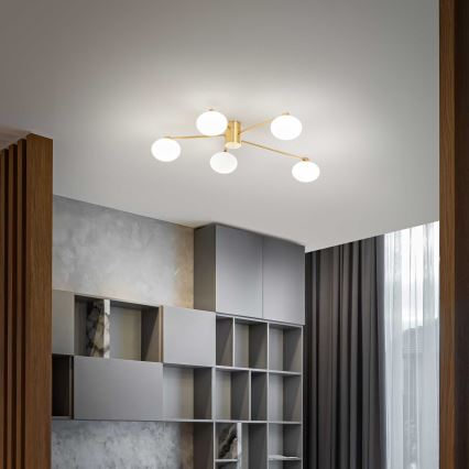 Ideal Lux - Candeeiro  integrado LED HERMES 5xG9/3W/230V diâmetro 90 cm dourado