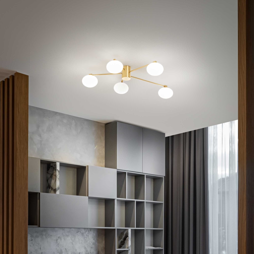 Ideal Lux - Candeeiro  integrado LED HERMES 5xG9/3W/230V diâmetro 90 cm dourado