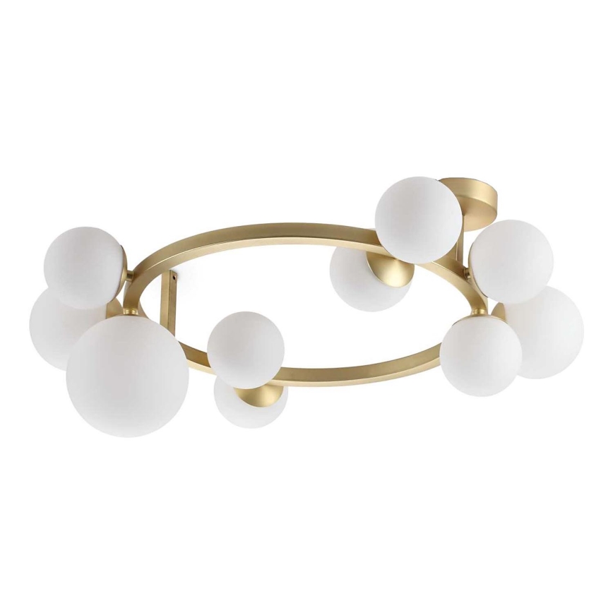 Ideal Lux - Candeeiro  integrado LED PERLAGE 10xG9/3W/230V diâmetro 70 cm dourado/branco