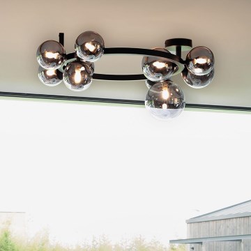 Ideal Lux - Candeeiro  integrado LED PERLAGE 10xG9/3W/230V diâmetro 70 cm preto/fumado