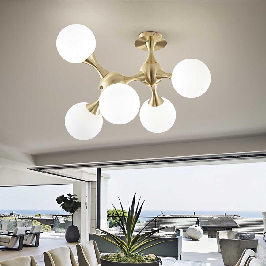 Ideal Lux - Candeeiro integrado NODI 5xE14/28W/230V latão