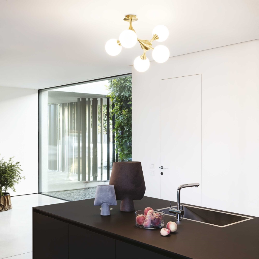 Ideal Lux - Candeeiro integrado NODI 5xE14/28W/230V latão