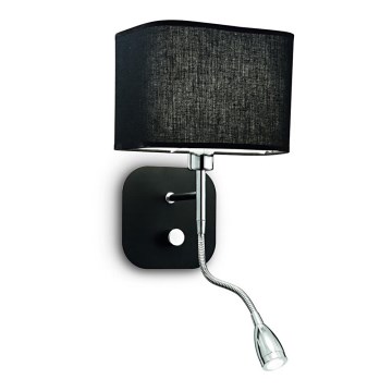 Ideal Lux - Candeeiro LED flexível 1xE14/40W/230V + LED/1W/230V preto