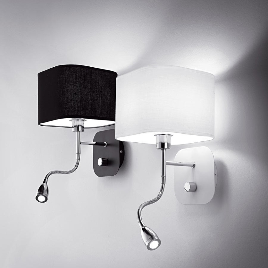 Ideal Lux - Candeeiro LED flexível 1xE14/40W/230V + LED/1W/230V preto