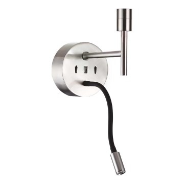 Ideal Lux - Candeeiro LED flexível com suporte SET UP 1xE27/42W+LED/3W/230V USB cromado