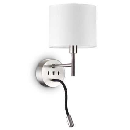 Ideal Lux - Candeeiro LED flexível com suporte SET UP 1xE27/42W+LED/3W/230V USB cromado