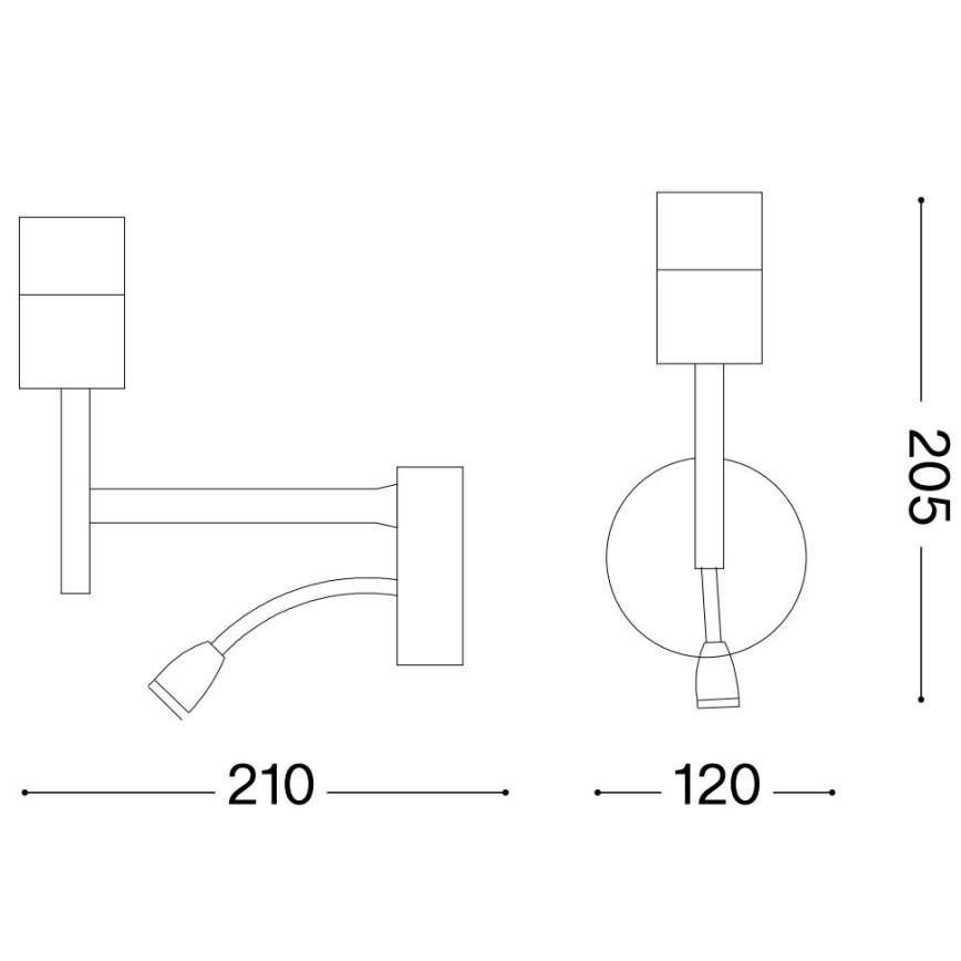 Ideal Lux - Candeeiro LED flexível com suporte SET UP 1xE27/42W+LED/3W/230V USB cromado