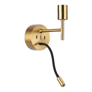 Ideal Lux - Candeeiro LED Flexível com um suporte CONJUNTO UP 1xE27/42W+LED/3W/230V USB dourado