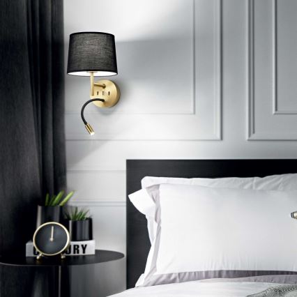 Ideal Lux - Candeeiro LED Flexível com um suporte CONJUNTO UP 1xE27/42W+LED/3W/230V USB dourado