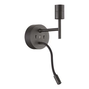 Ideal Lux - Candeeiro LED Flexível com um suporte CONJUNTO UP 1xE27/42W+LED/3W/230V USB preto
