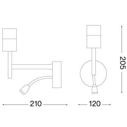 Ideal Lux - Candeeiro LED Flexível com um suporte CONJUNTO UP 1xE27/42W+LED/3W/230V USB preto