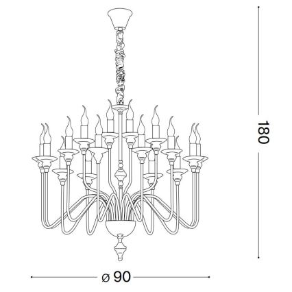 Ideal Lux - Candeeiro suspenso ARTU 16xE14/40W/230V diâmetro 90 cm cromado brilhante