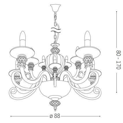 Ideal Lux - Candeeiro suspenso BARONET 15xE14/40W/230V