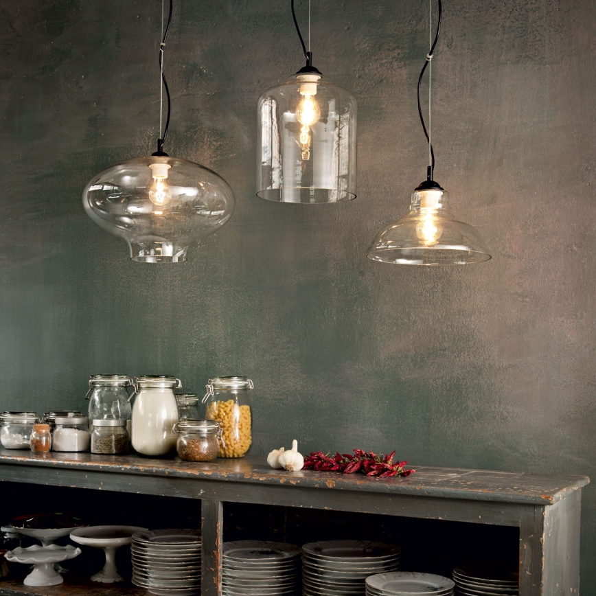 Ideal Lux - Candeeiro suspenso BISTRO 1xE27/60W/230V diâmetro 40 cm transparente