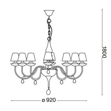 Ideal Lux - Candeeiro suspenso BLANCHE 8xE14/40W/230V diâmetro 92 cm preto