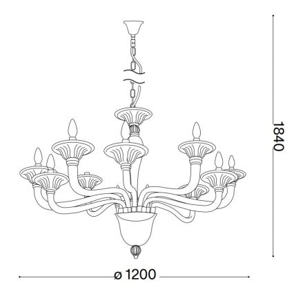 Ideal Lux - Candeeiro suspenso BRIGITTA 12xE14/40W/230V diâmetro 120 cm latão