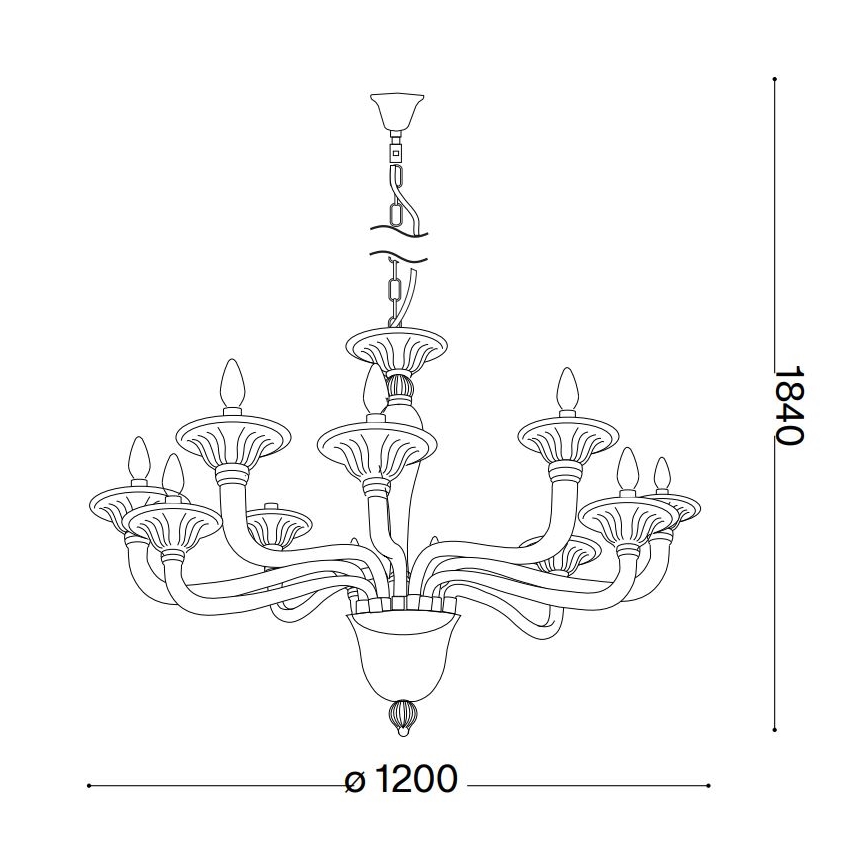 Ideal Lux - Candeeiro suspenso BRIGITTA 12xE14/40W/230V diâmetro 120 cm latão