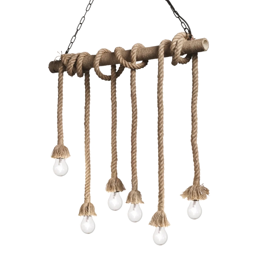 Ideal Lux - Candeeiro suspenso CANAPA 6xE27/15W/230V castanho
