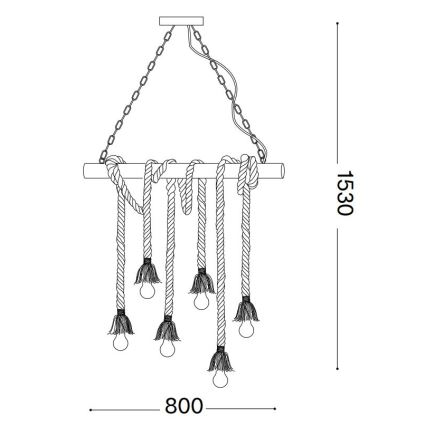 Ideal Lux - Candeeiro suspenso CANAPA 6xE27/15W/230V castanho