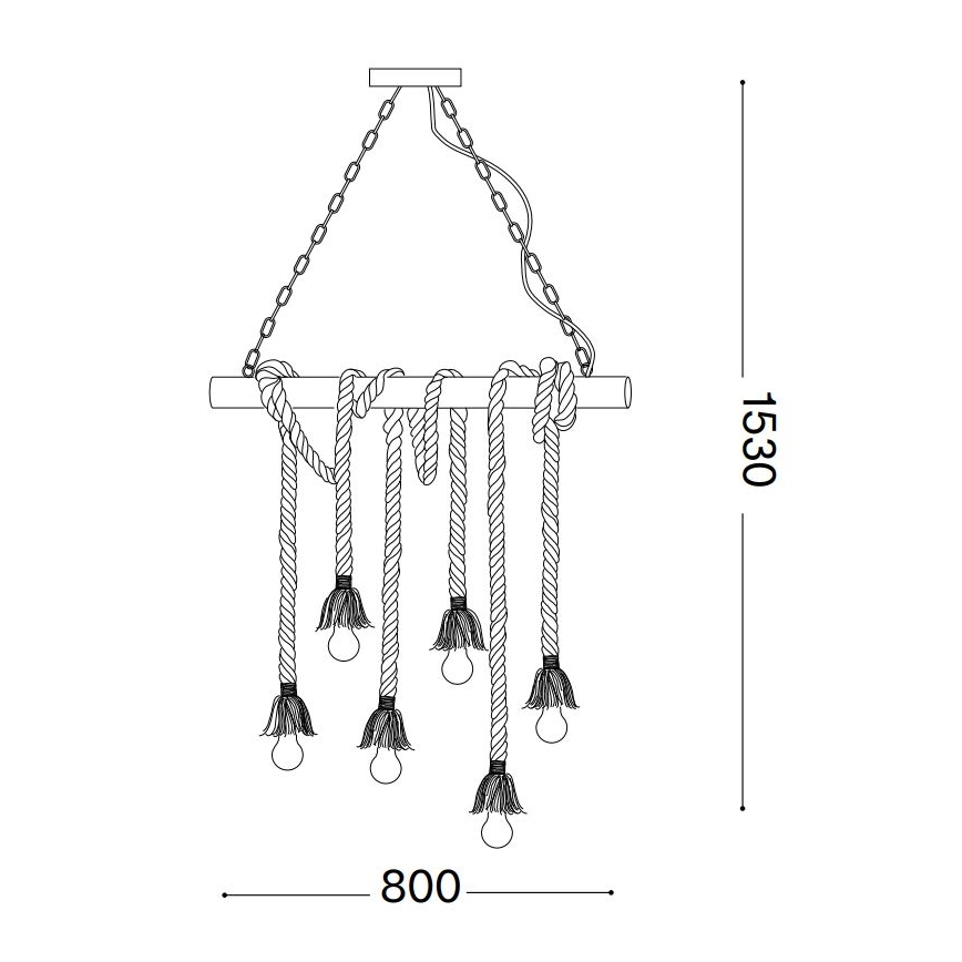 Ideal Lux - Candeeiro suspenso CANAPA 6xE27/15W/230V castanho