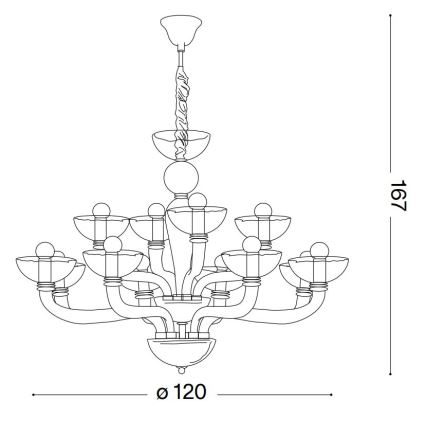 Ideal Lux - Candeeiro suspenso CASANOVA 16xE14/40W/230V diâmetro 120 cm cinzento