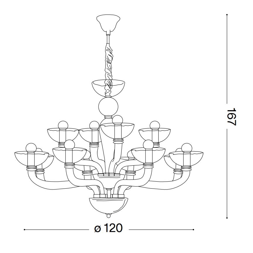 Ideal Lux - Candeeiro suspenso CASANOVA 16xE14/40W/230V diâmetro 120 cm cinzento