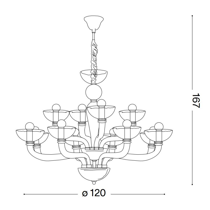 Ideal Lux - Candeeiro suspenso CASANOVA 16xE14/40W/230V diâmetro 120 cm transparente