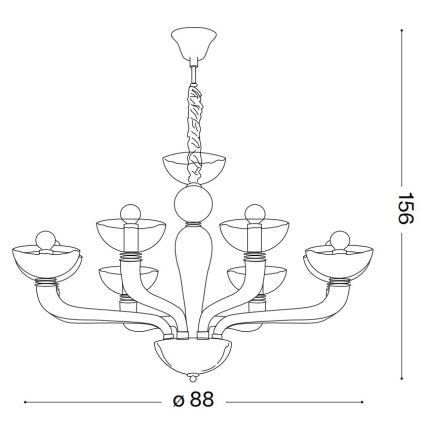 Ideal Lux – Candeeiro suspenso CASANOVA 8×E14/40W/230V