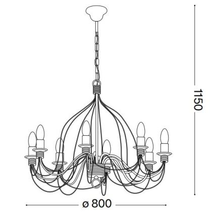 Ideal Lux - Candeeiro suspenso CORTE 8xE14/40W/230V diâmetro 80 cm cobre