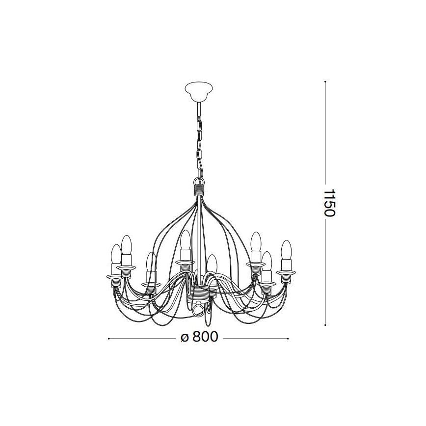 Ideal Lux - Candeeiro suspenso CORTE 8xE14/40W/230V diâmetro 80 cm cobre